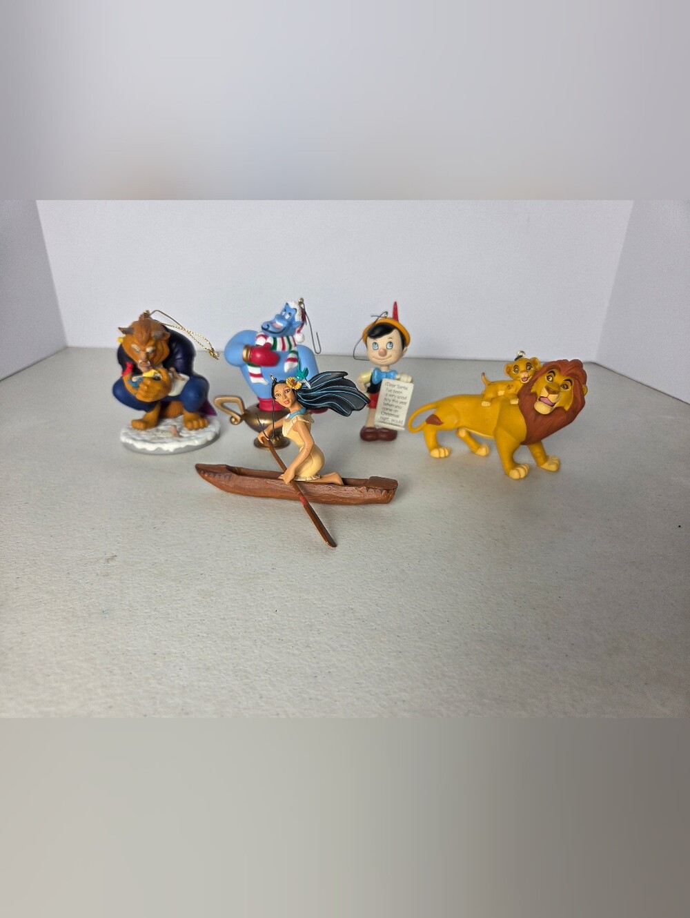 Lot of 5 Vintage Disney Ornaments Figurines Grolier Hallmark Beast Simba